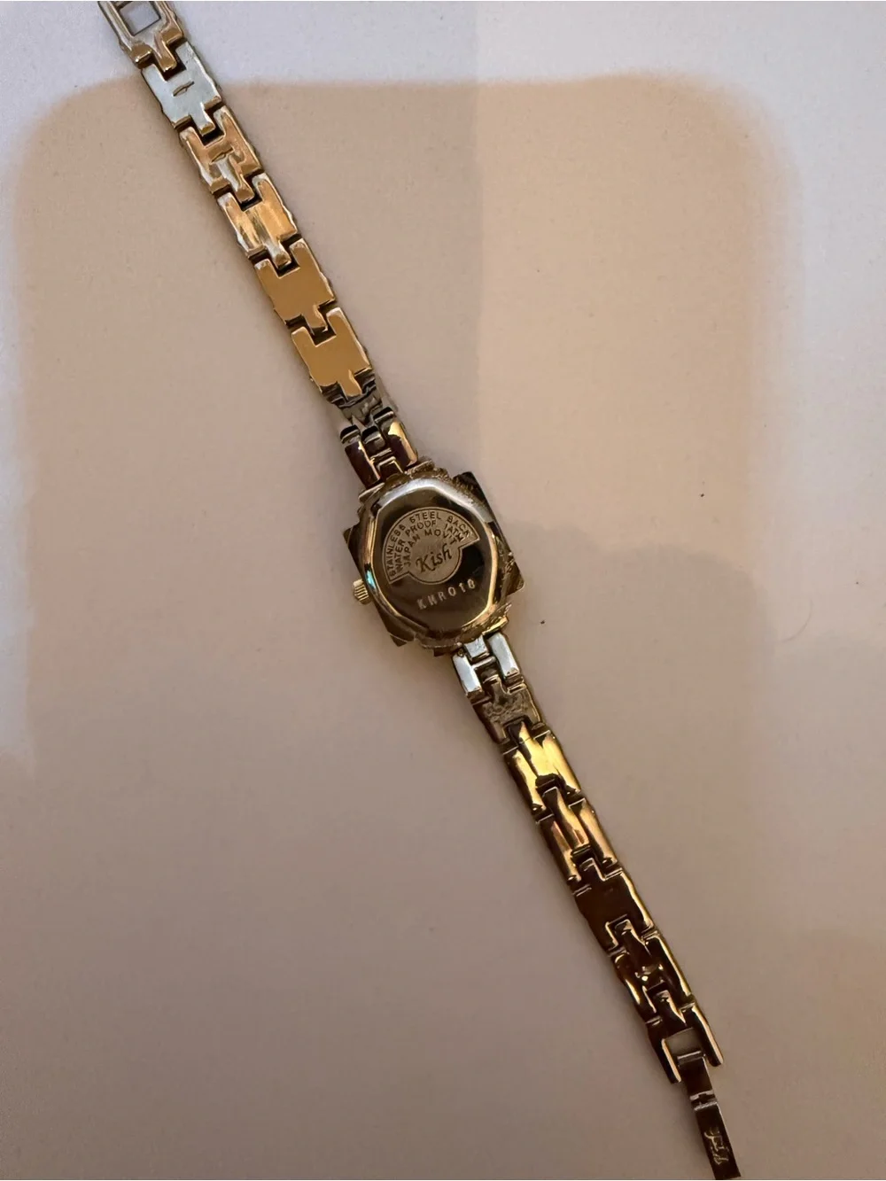 KISH Women's Silver-Tone Bracelet Watch with Pink Dial and Crystal Accents Vtg.